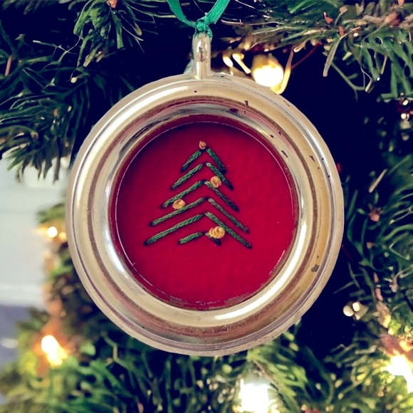 Round Framed Cross Stitch Christmas Ornament - Picture 2 of 12